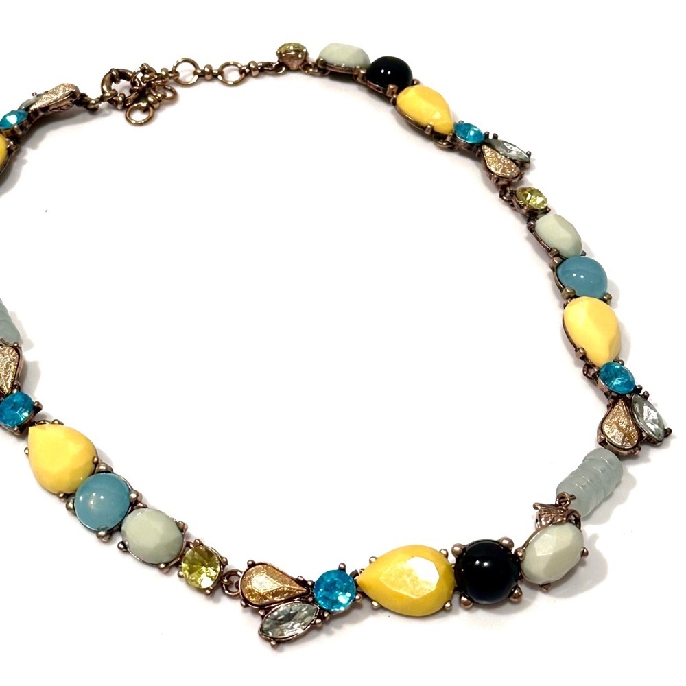LOFT | Brass Blue & Yellow Stone and Gemstone Collar Necklace | NWT - Picture 9 of 9
